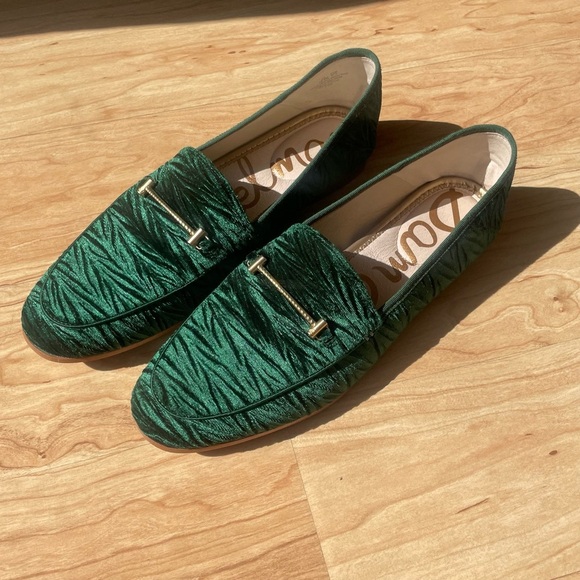 |Sam Elderman| Emerald Green Velvet Leather Loafers Woman’s Size 10.5 - Picture 4 of 8